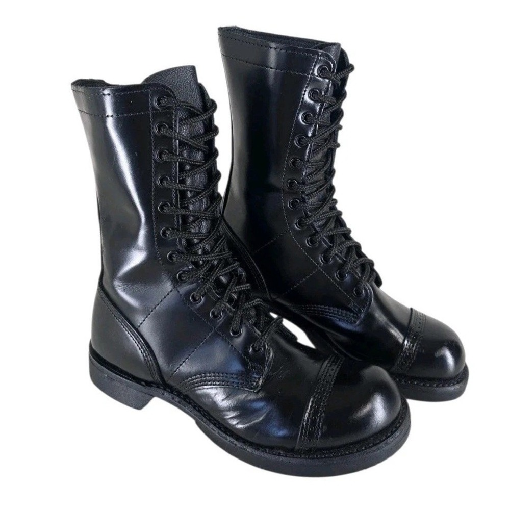 Vtg Corcoran 1500 Mens 6D Black Leather Original Jump Boots Military Cap Toe USA